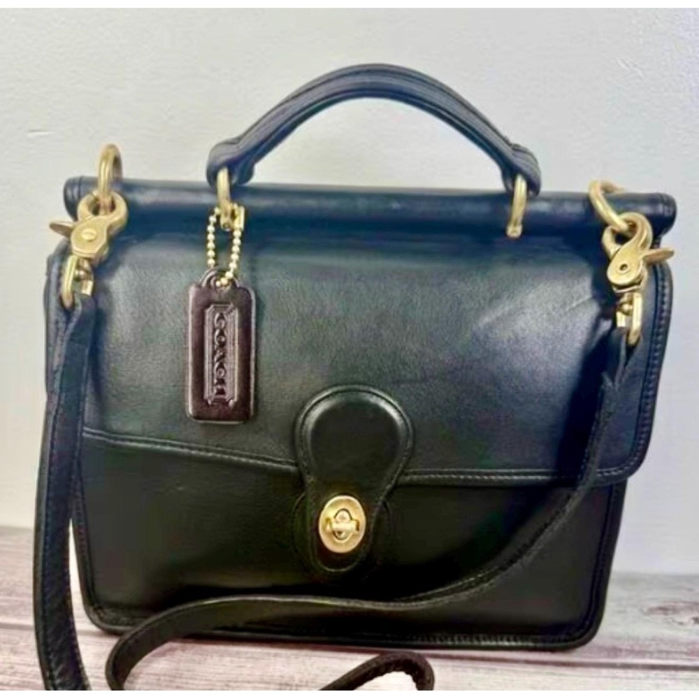 Vintage COACH Willis 9927 Black Leather Crossbody Handbag Classic Turnlock Style - Picture 12 of 15
